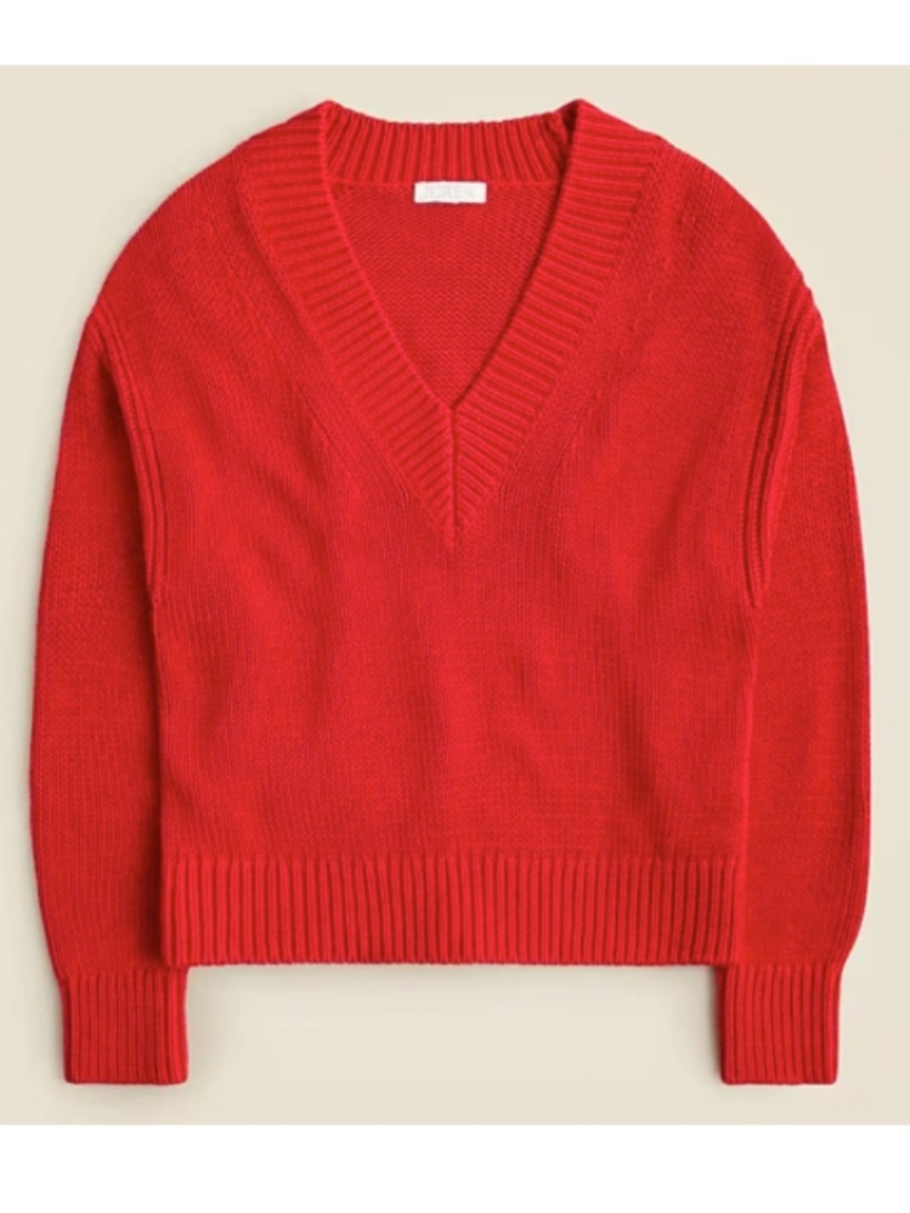 J. Crew Relaxed V-neck Cotton Sweater - Cardinal - Size S
